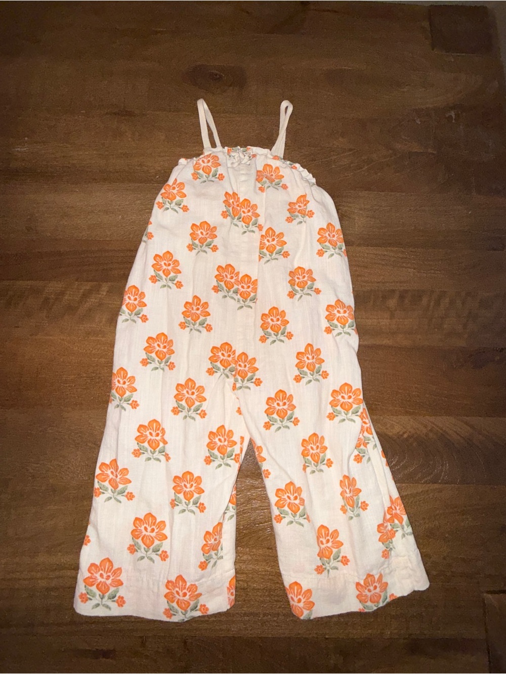 Zara White Jumpsuit with Orange Floral Print